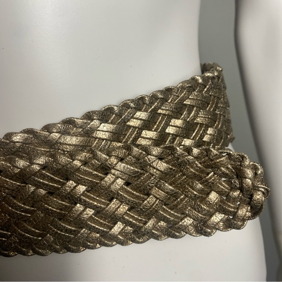 Metallic gold-tone braided Faux leather Wide belt Boggit 00 size 32 - Picture 5 of 11